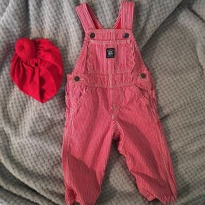 Osh Kosh overalls & turban baby girl set